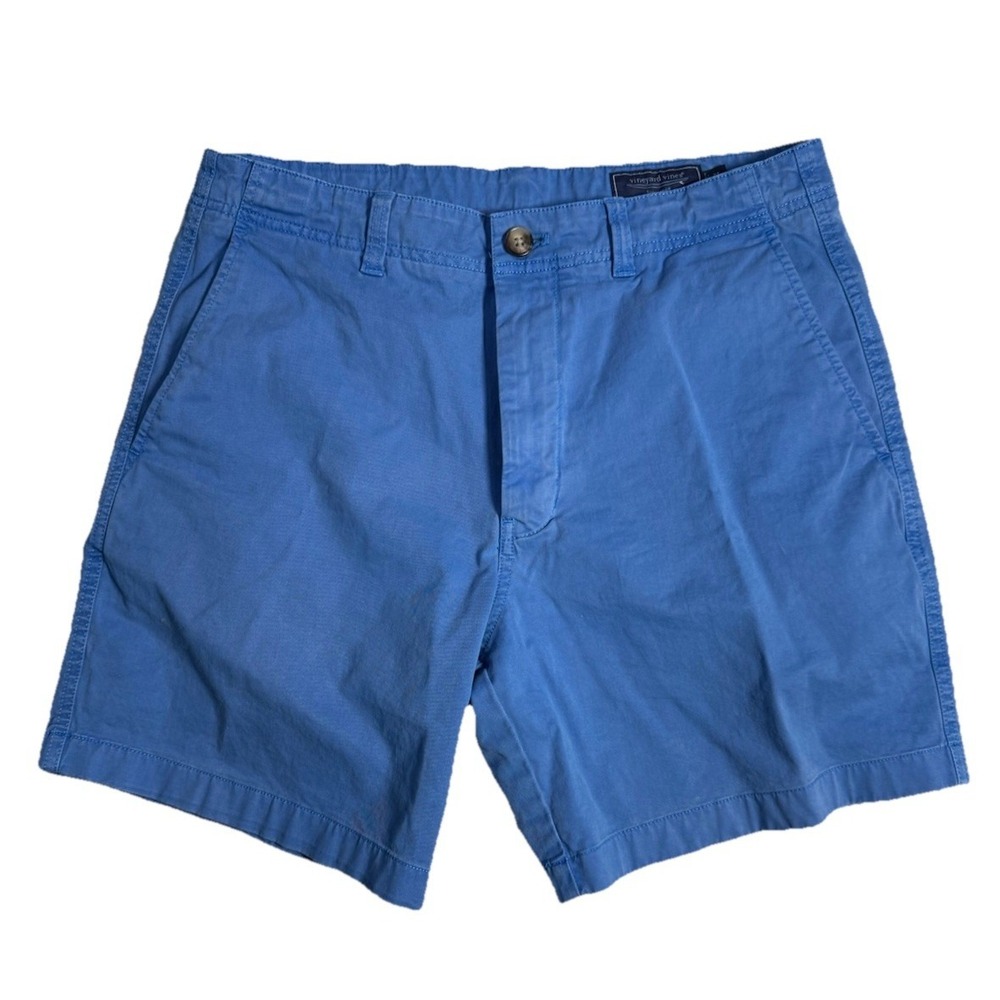 Vineyard Vines Island Shorts Men's 31 Blue Chino Khaki‎ Cotton Preppy Flat Front